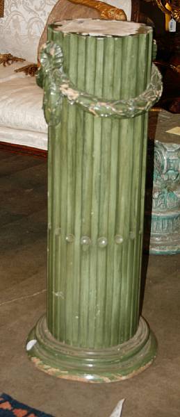 Appraisal: A Louis XVI style green painted fluted pedestal height in