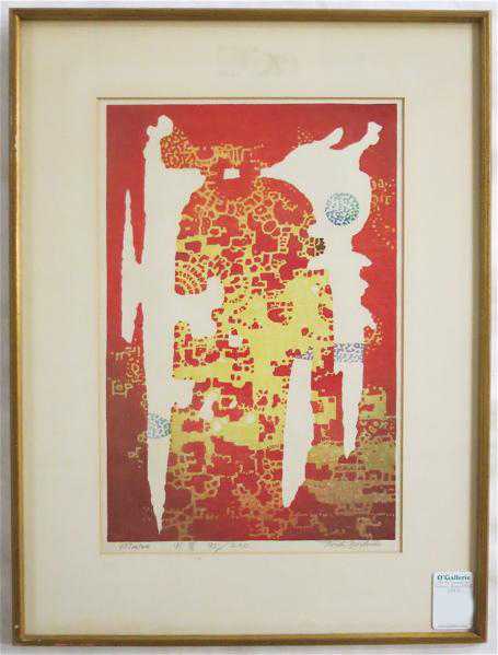 Appraisal: TOSHI YOSHIDA WOODCUT Japan - Mars an abstract composition Oban