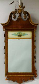 Appraisal: Federal-style Inlaid Mahogany Eglomise Mirror losses ht wd in Estimate