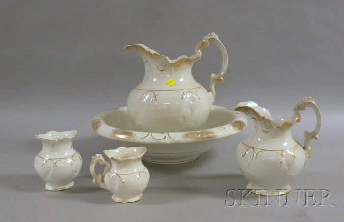 Appraisal: Five-piece Late Victorian Gilt Porcelain Chamber Set