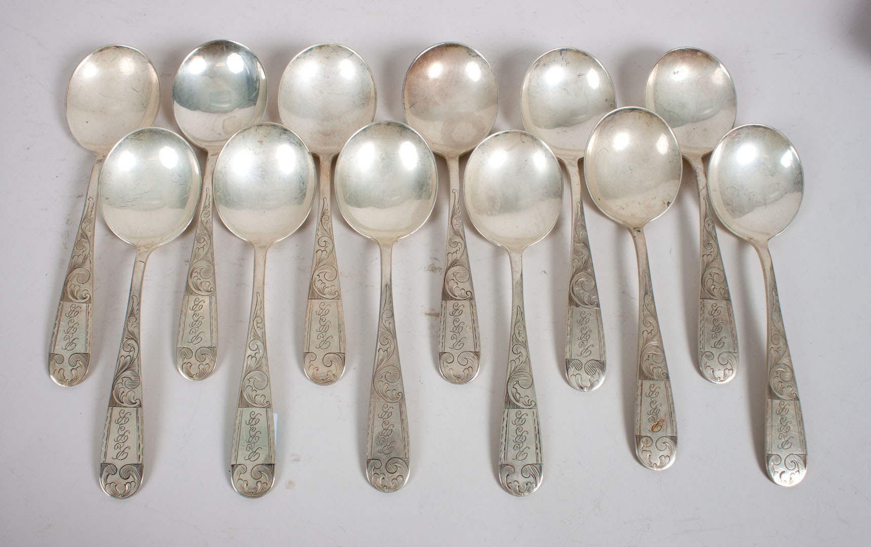 Appraisal: Twelve Jenkins Jenkins sterling soup spoons early th century in