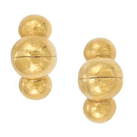 Appraisal: Pair of Gold Earclips Lalaounis Estimate -