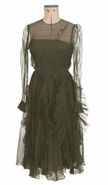 Appraisal: A s HARRY ALGO BLACK SILK DRESS with corset style