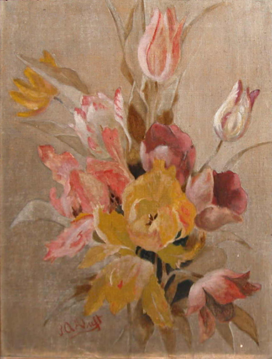 Appraisal: Two Floral Still Life Paintings Drift P A oil on