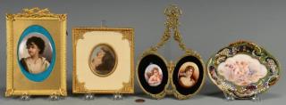 Appraisal: Five Framed Miniature Portraits Group of framed miniatures Watercolor on