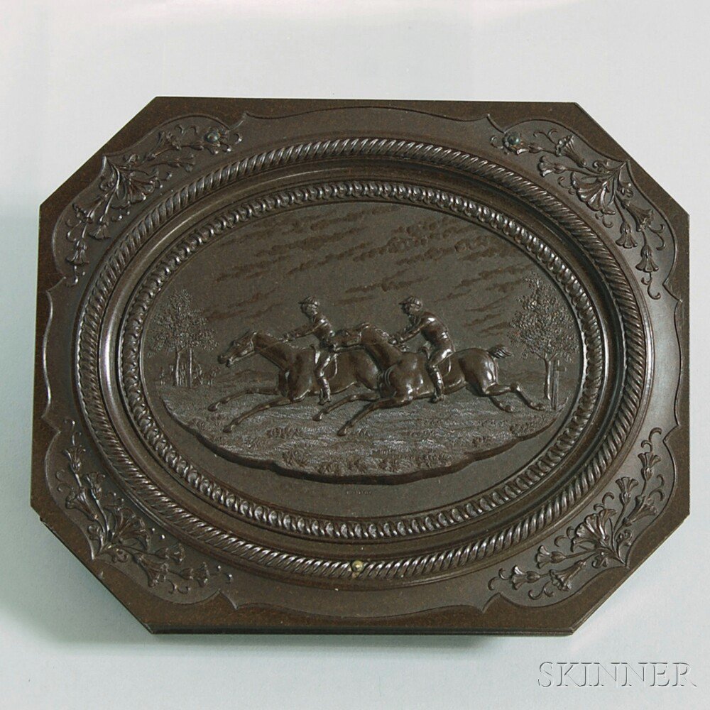 Appraisal: Very Rare Brown Quarter-plate The Horse Race Union Case S