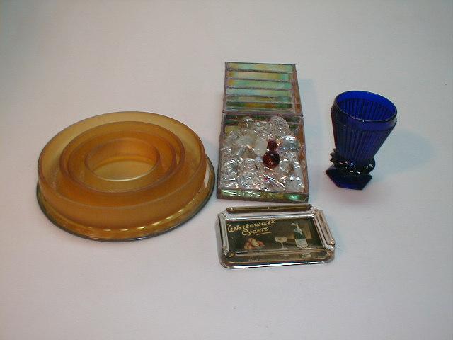 Appraisal: Two amber frosted glass circular flower troughs a leaded glass