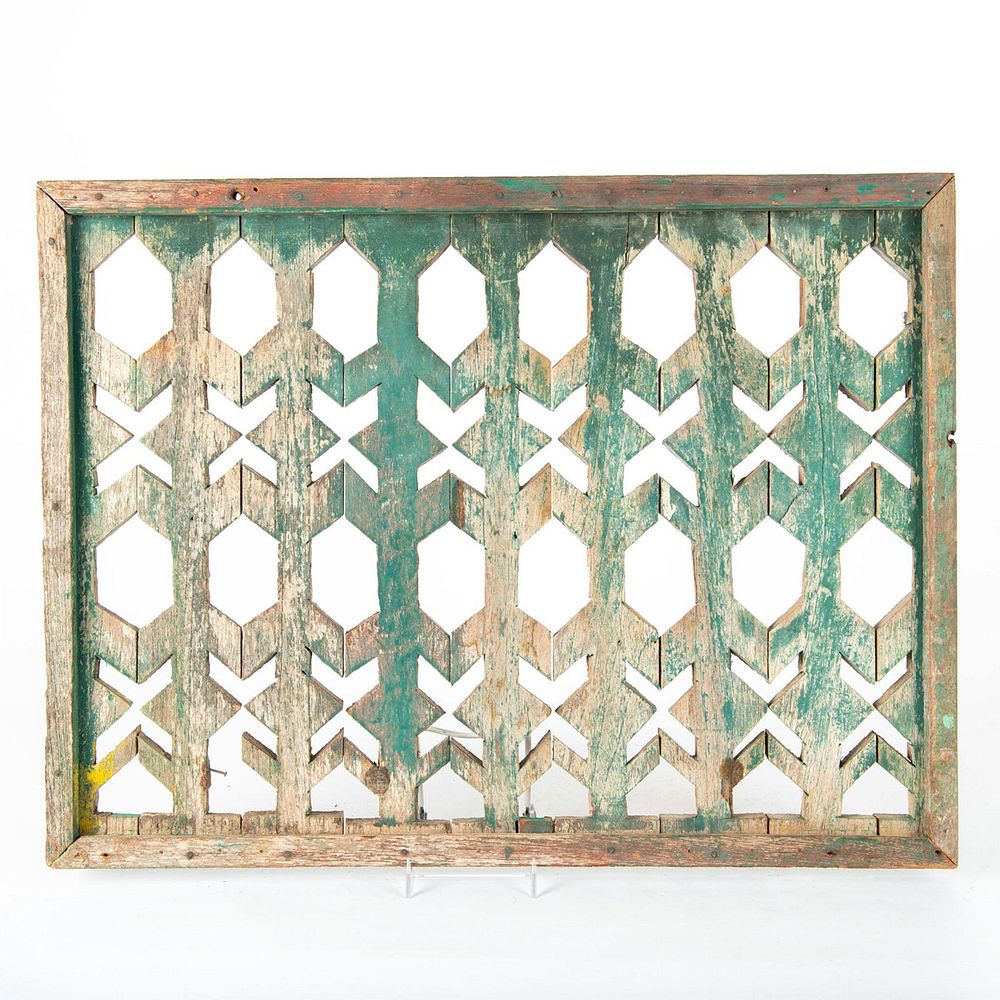 Appraisal: TH CENTURY RAJ ERA TRELLIS SCREEN WINDOW FRAME INDIA Decorative