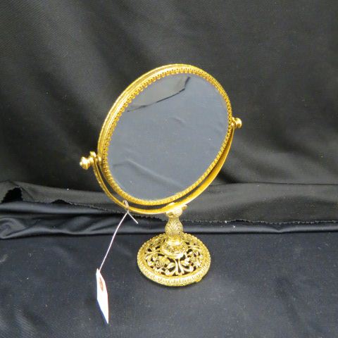 Appraisal: Gold Gilt Make-Up Mirror swivel ornate base Italian 's