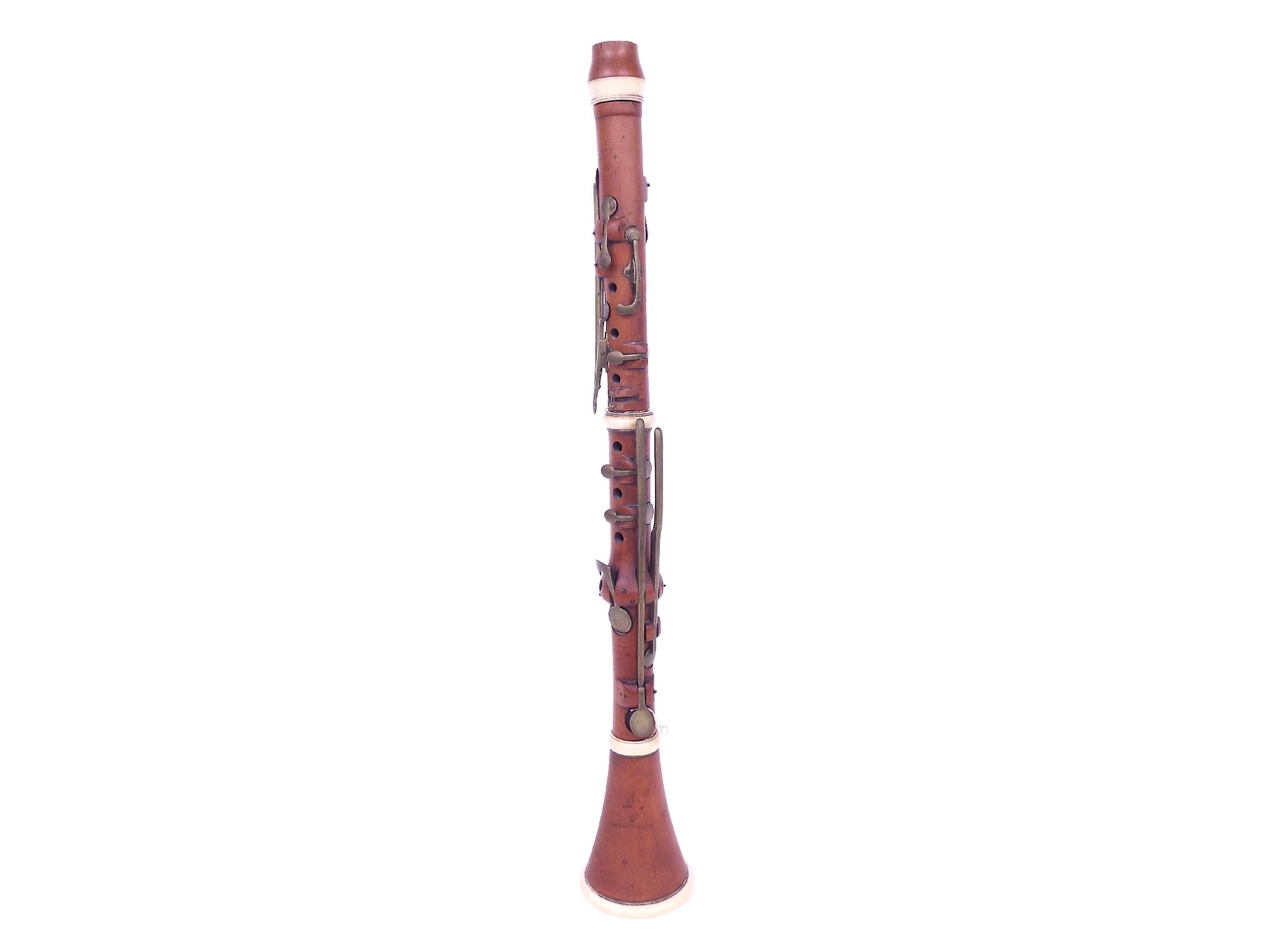 Appraisal: th century English boxwood and ivory mounted twelve keyed clarinet