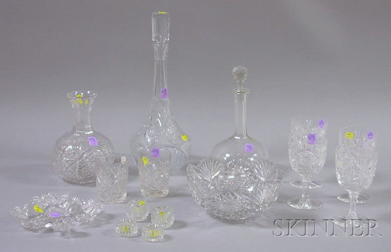 Appraisal: Fifteen Pieces of Colorless Brilliant-cut Glass a set of four