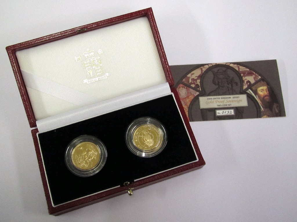 Appraisal: United Kingdom Jersey gold proof sovereign two coin set cased