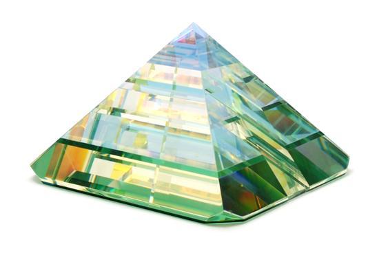 Appraisal: A Glass Sculpture Paul Manners Cephren's Door of pyramid form