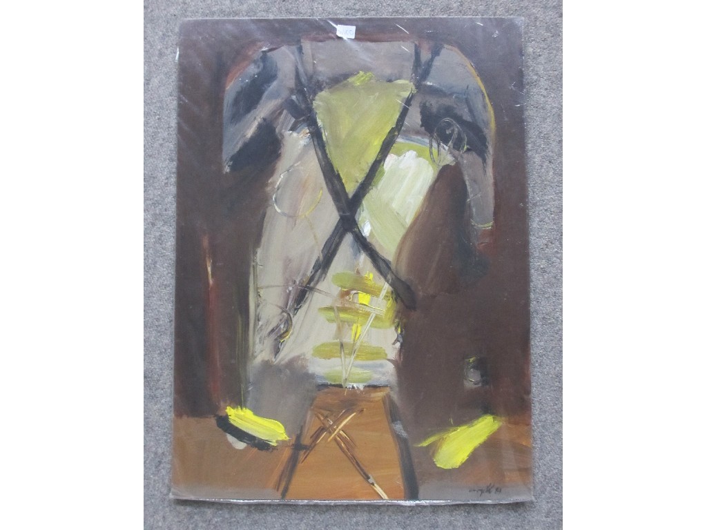 Appraisal: ROBERT CARGILL Acrylic 'Untitled with black cross' signed and dated