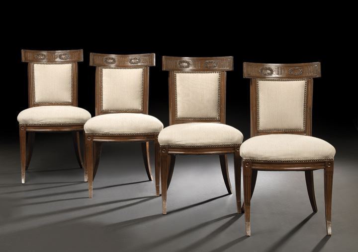 Appraisal: Suite of Four Directoire-Style Fruitwood Sidechairs fourth quarter th century