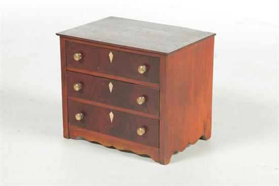 Appraisal: MINIATURE CHEST OF DRAWERS American nd half- th century mixed