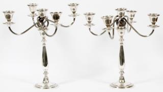 Appraisal: AMERICAN STERLING WEIGHTED FIVE-LIGHT CANDELABRA PAIR H A pair of