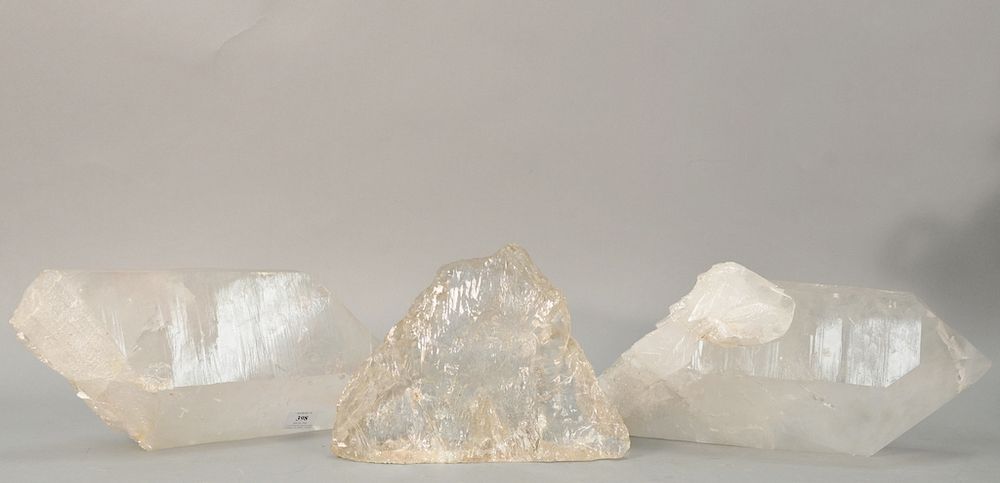 Appraisal: Three large quartz crystal specimen lg in in and in