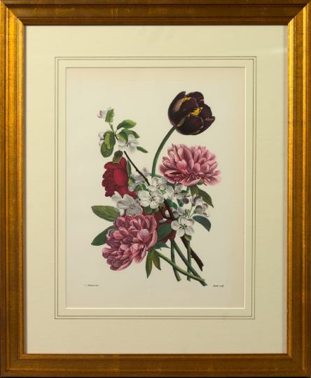 Appraisal: After Jean Louis Prevost French ca -after Floral Sprays pair