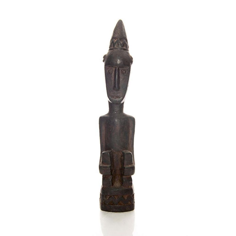 Appraisal: HAND MOLDED AFRICAN TRADITIONAL TRIBAL BRONZE STATUE Hand made man