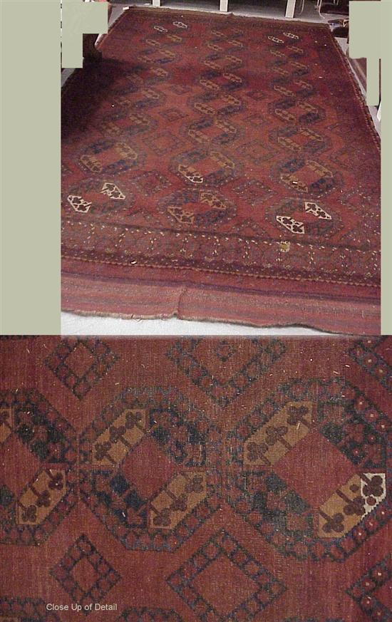 Appraisal: Antique Afghan Bokara rug red ground with elephant foot design