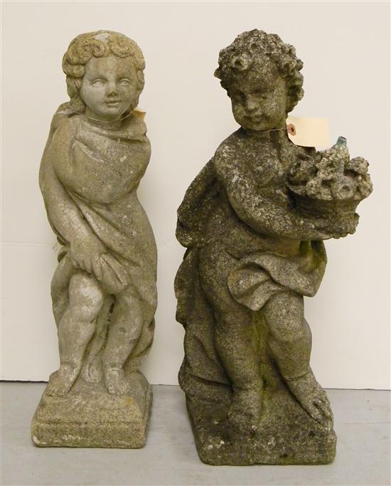 Appraisal: Cement garden statue putti in Classical robe '' high some