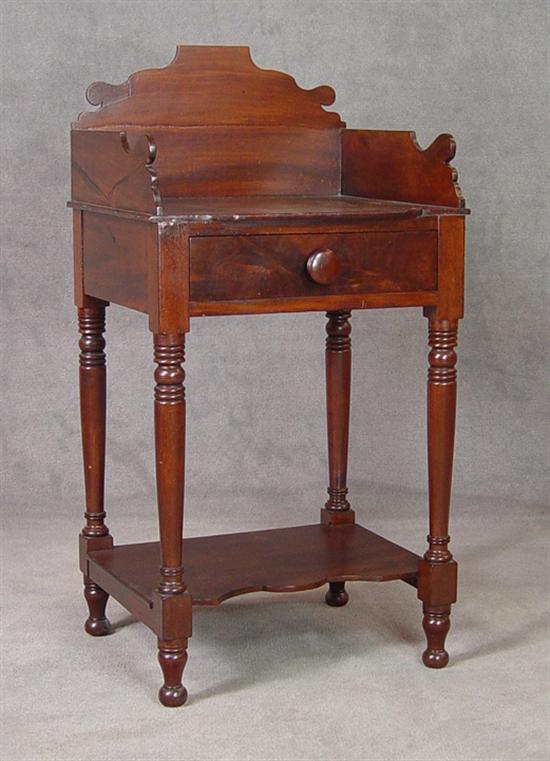 Appraisal: Walnut Sheraton Style Washstand Circa Scalloped backsplash and sides above