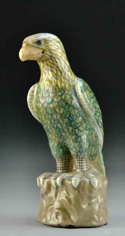 Appraisal: Chinese Famille Verte Porcelain HawkDepicting a standing hawk with green