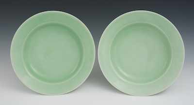 Appraisal: A Pair of Chinese Celadon Plates Deep well plates with