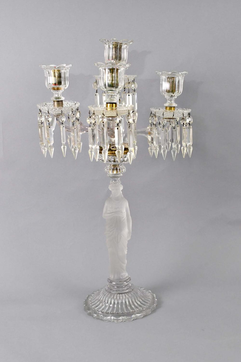 Appraisal: AMERICAN CLASSICAL GLASS FIVE LIGHT CANDELABRA - The standard with