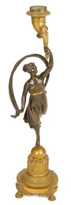 Appraisal: A parcel gilt bronze figural table lamp modelled as Fortune