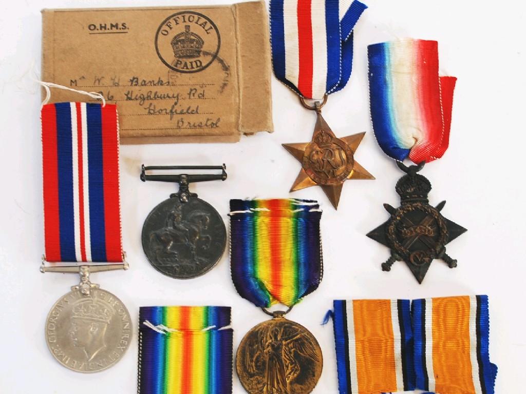 Appraisal: THREE WORLD WAR I SERVICE MEDALS AWARDED TO PTE W