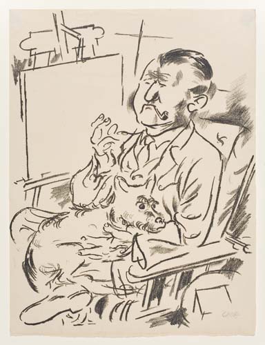 Appraisal: GEORGE GROSZ Selbstblidnis mit Hund vor der Staffelei Lithograph x