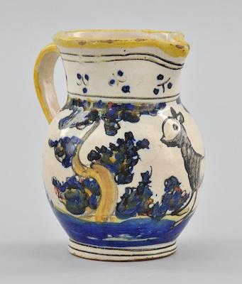 Appraisal: A Spanish Faience Jug th Century Tin glazed pottery jug