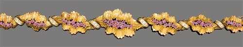 Appraisal: RUBY DIAMOND AND GOLD BRACELET ca Yellow and white gold