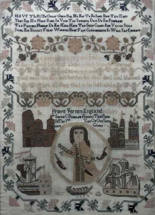 Appraisal: An early th century sampler worked in colours and depicting