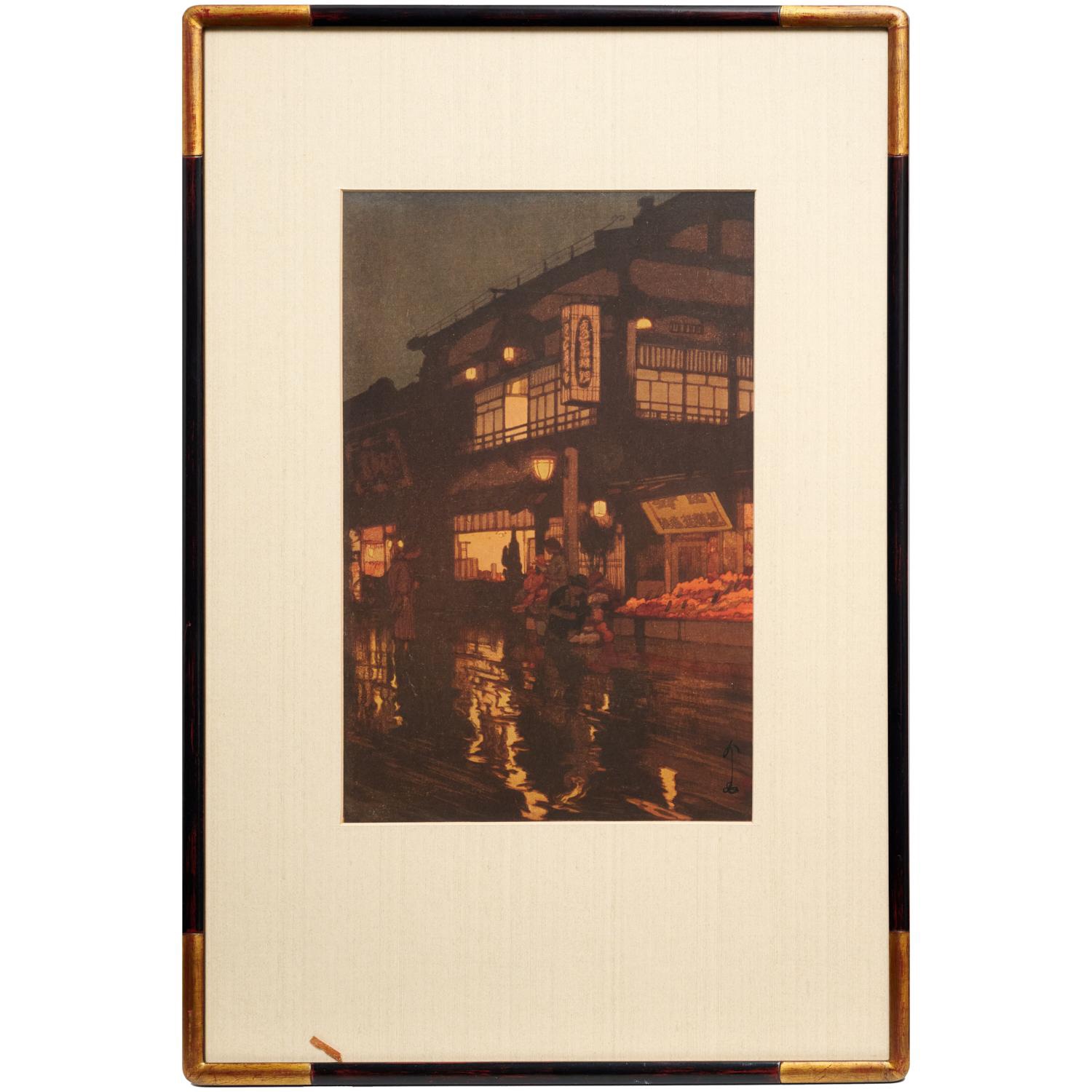 Appraisal: HIROSHI YOSHIDA FRAMED WOODBLOCK PRINT Hiroshi Yoshida Japanese - Kagurazaka