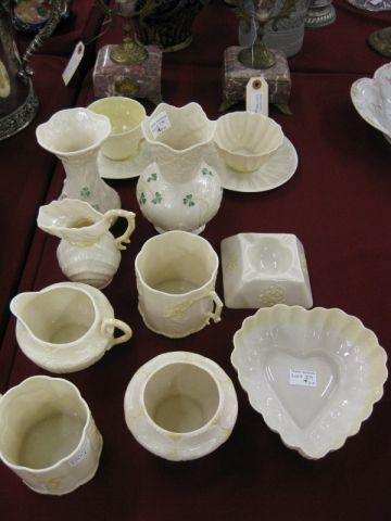 Appraisal: pcs of Irish Belleek Porcelain vases creamer sugars cups saucers