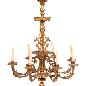 Appraisal: An Austrian Giltwood Eight-Light Chandelier Circa Height x diameter inches