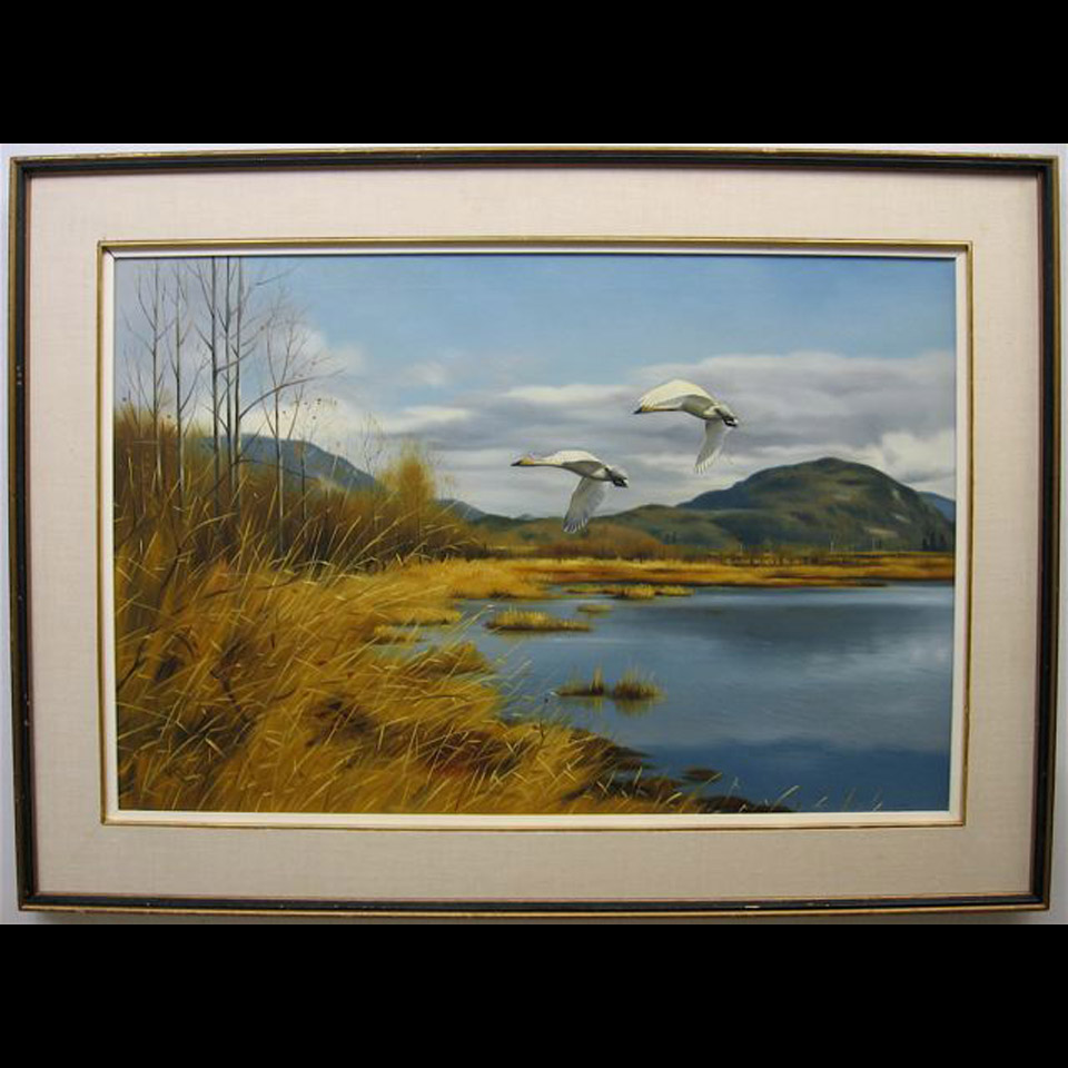 Appraisal: AFTERNOON FLIGHT - TRUMPETER SWANS NORMAN KELLY - CANADIAN OIL