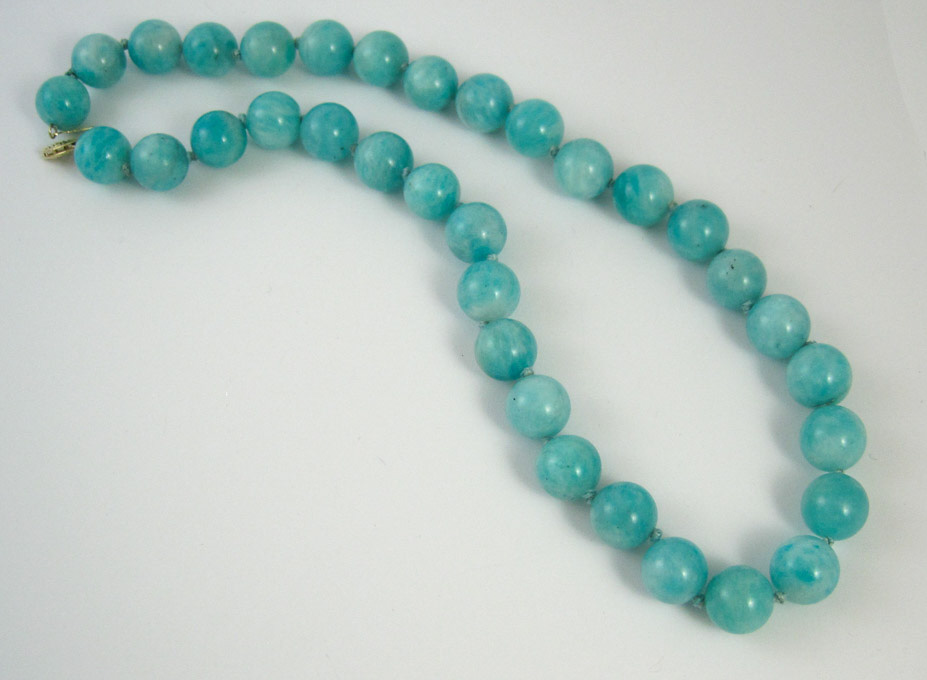 Appraisal: TEAL CHALCEDONY BEAD NECKLACE measuring inches and strung with well