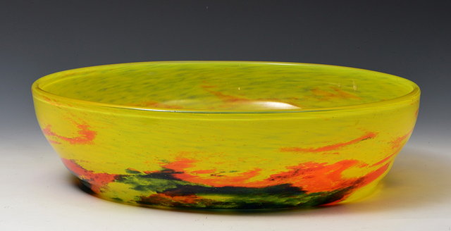 Appraisal: Muller Freres of LunevilleBowl in yellow orange and blue glasssigned