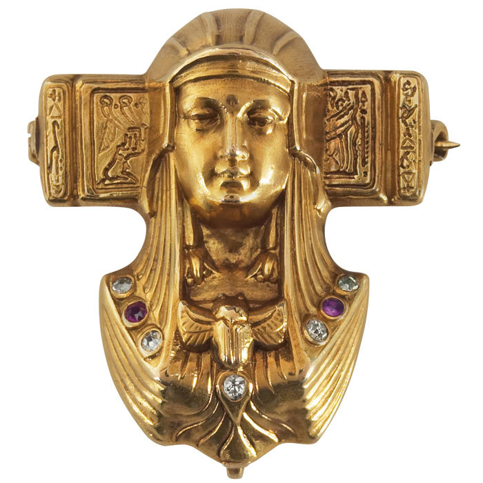 Appraisal: Egyptian Revival Pharaoh pin s k rose gold with five