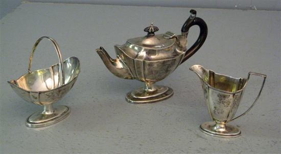 Appraisal: Edward VII oval Silver three piece tea service Sheffield ozs