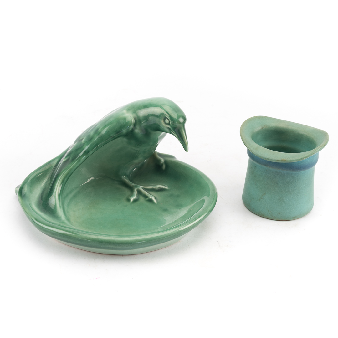 Appraisal: Rookwood ashtray Van Briggle toothpick holder Rookwood art pottery bird