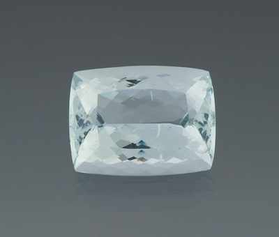 Appraisal: An Unmounted Aquamarine Carat Cushion cut of moderate light medium