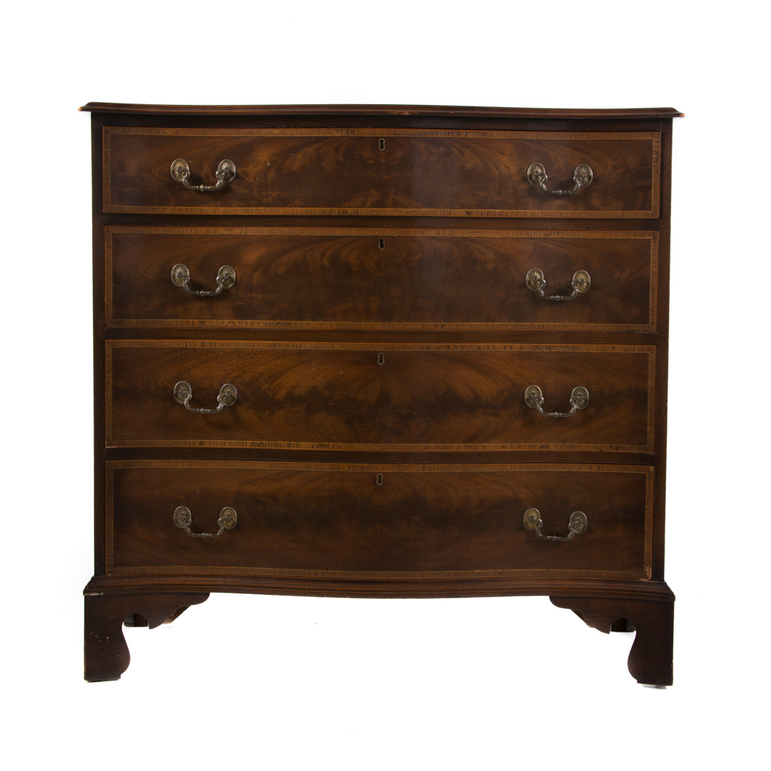 Appraisal: George III style mahogany chest of drawers th century flat