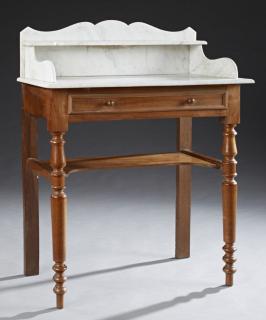 Appraisal: French Louis Philippe Carved Walnut Marble Top Was French Louis