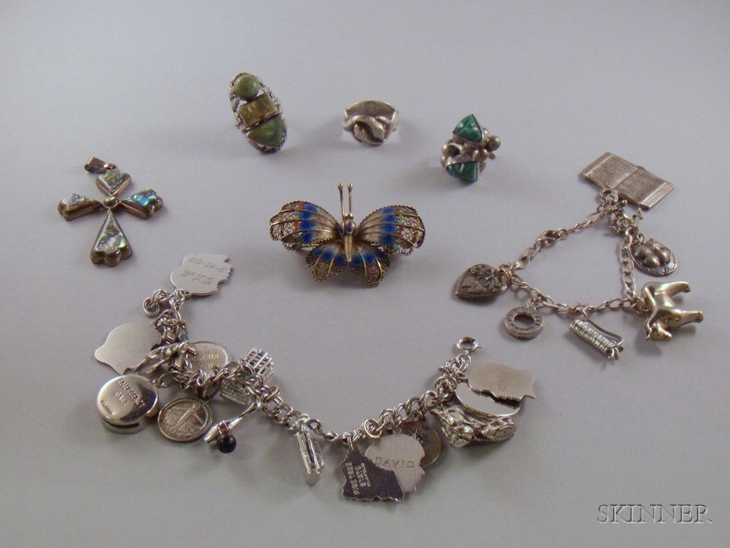 Appraisal: Small Group of Assorted Sterling Silver Jewelry including two charm