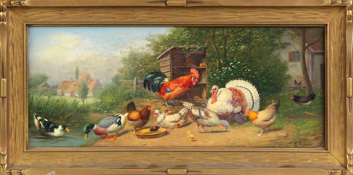 Appraisal: Gustav Mesmer German - Barnyard animal scene Sgn Lower right